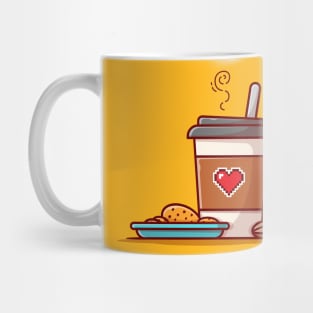 Coffee Cup With Cookies Chocolate Cartoon Vector Icon Illustration Mug